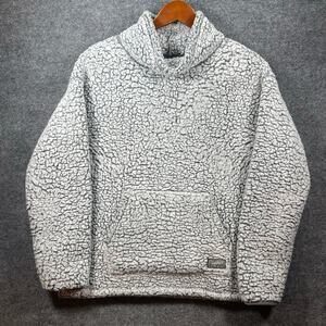 Eddie Bauer Sherpa Fleece Pullover Women's Medium White Kangaroo Pocket Casual